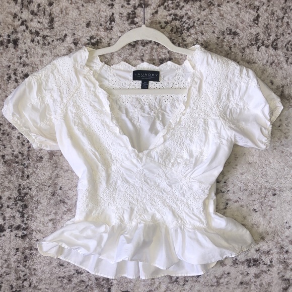 Laundry By Shelli Segal Tops - Laundry by Shelly Segal White Embroidery Blouse